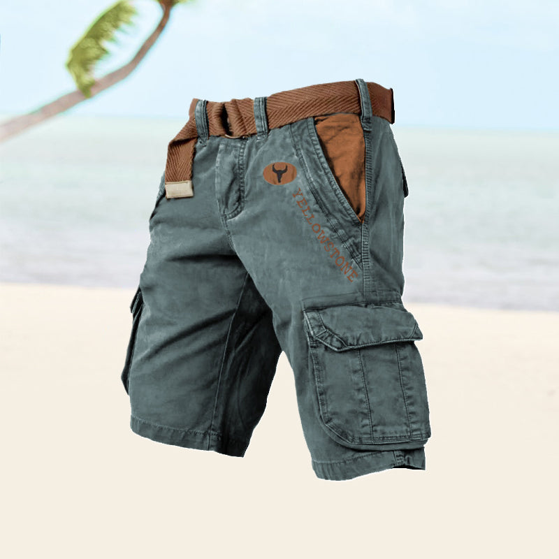 Men's Multi-Pocket Cotton Cargo Shorts