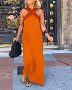 Cross-Strap Halter Maxi Dress