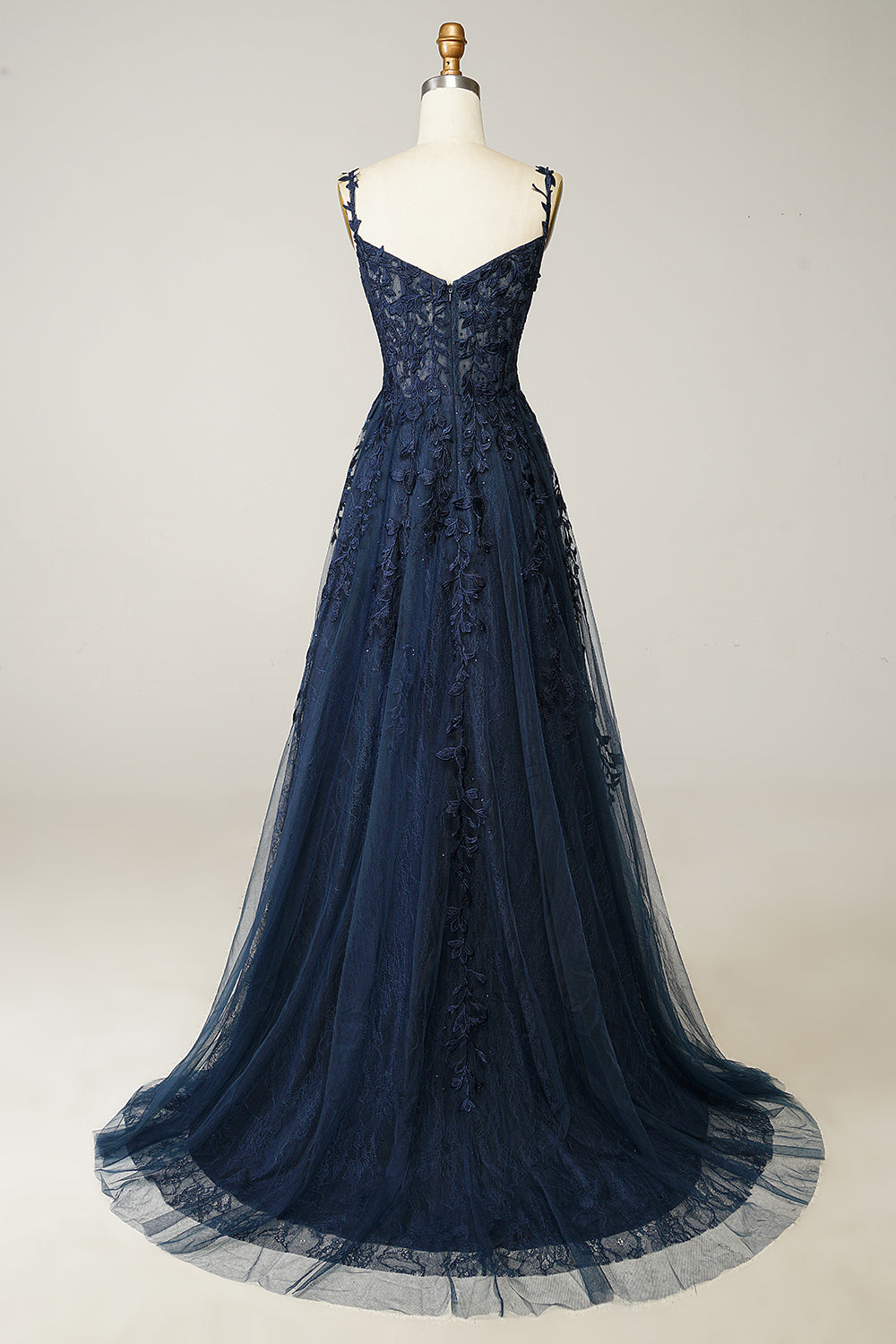 Tulle Prom Dress with Floral Appliqués