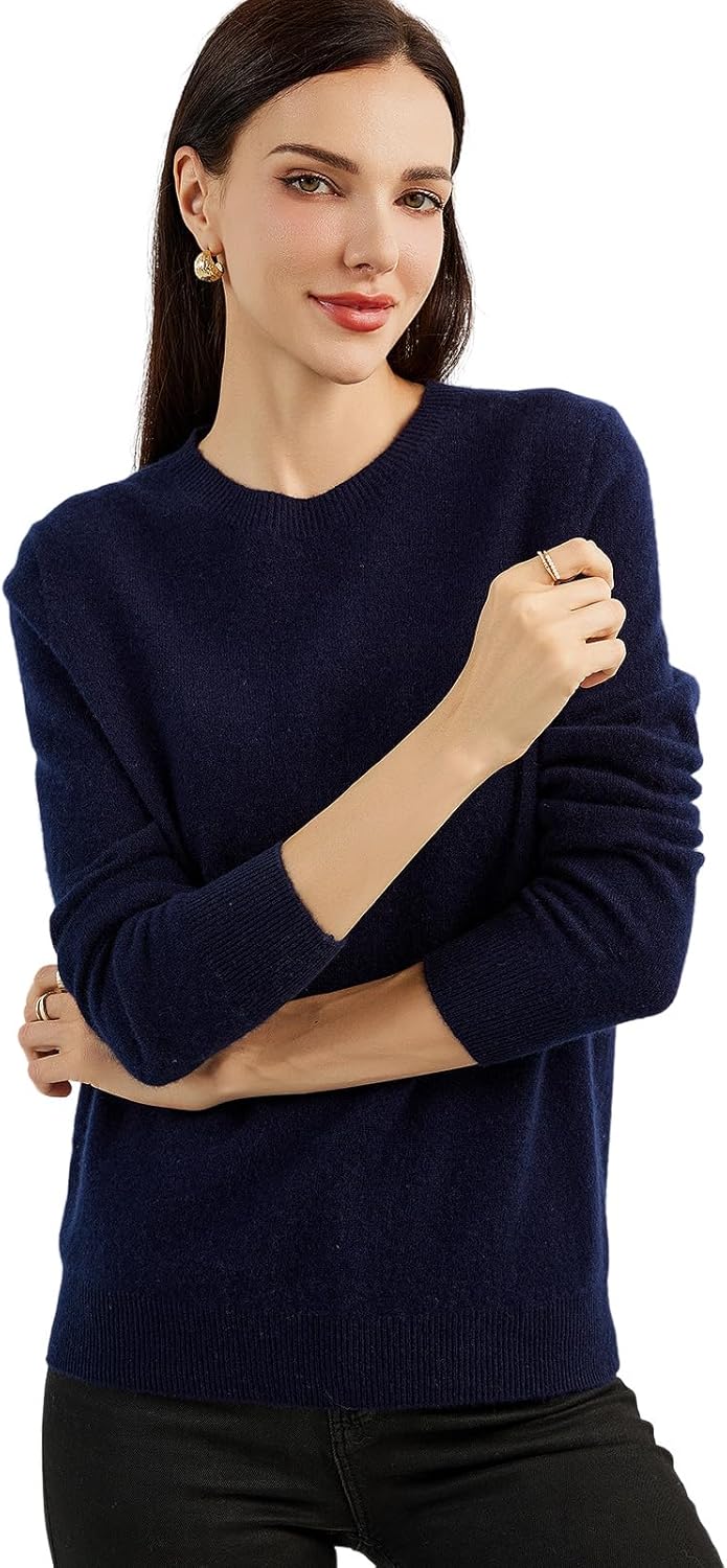Women's luxe cashmere crew neck sweater