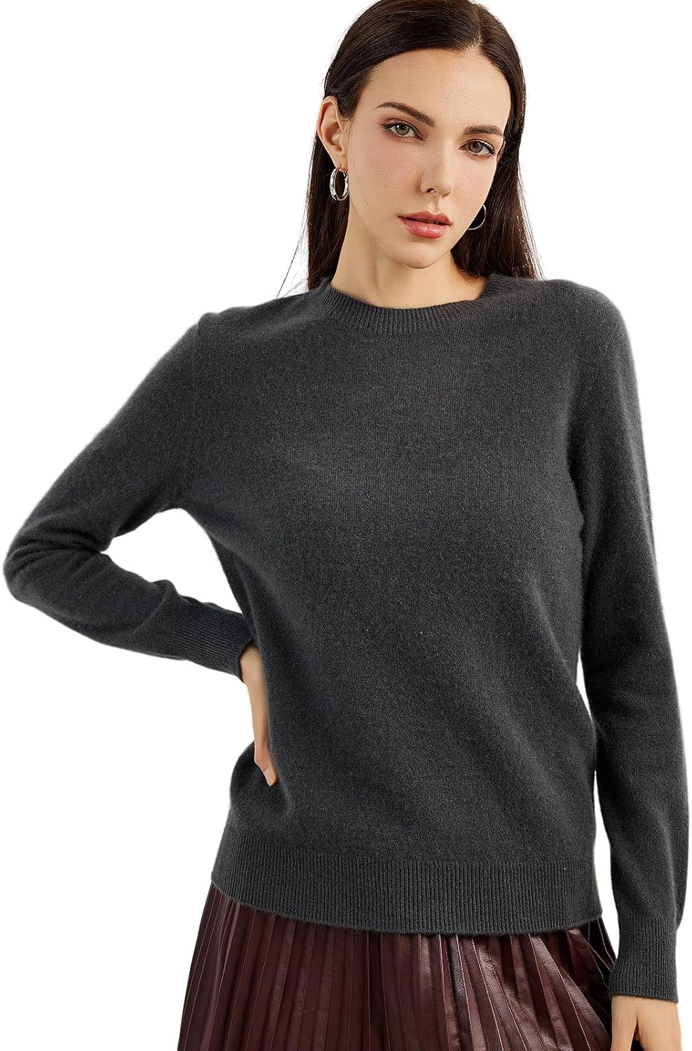 Women's luxe cashmere crew neck sweater