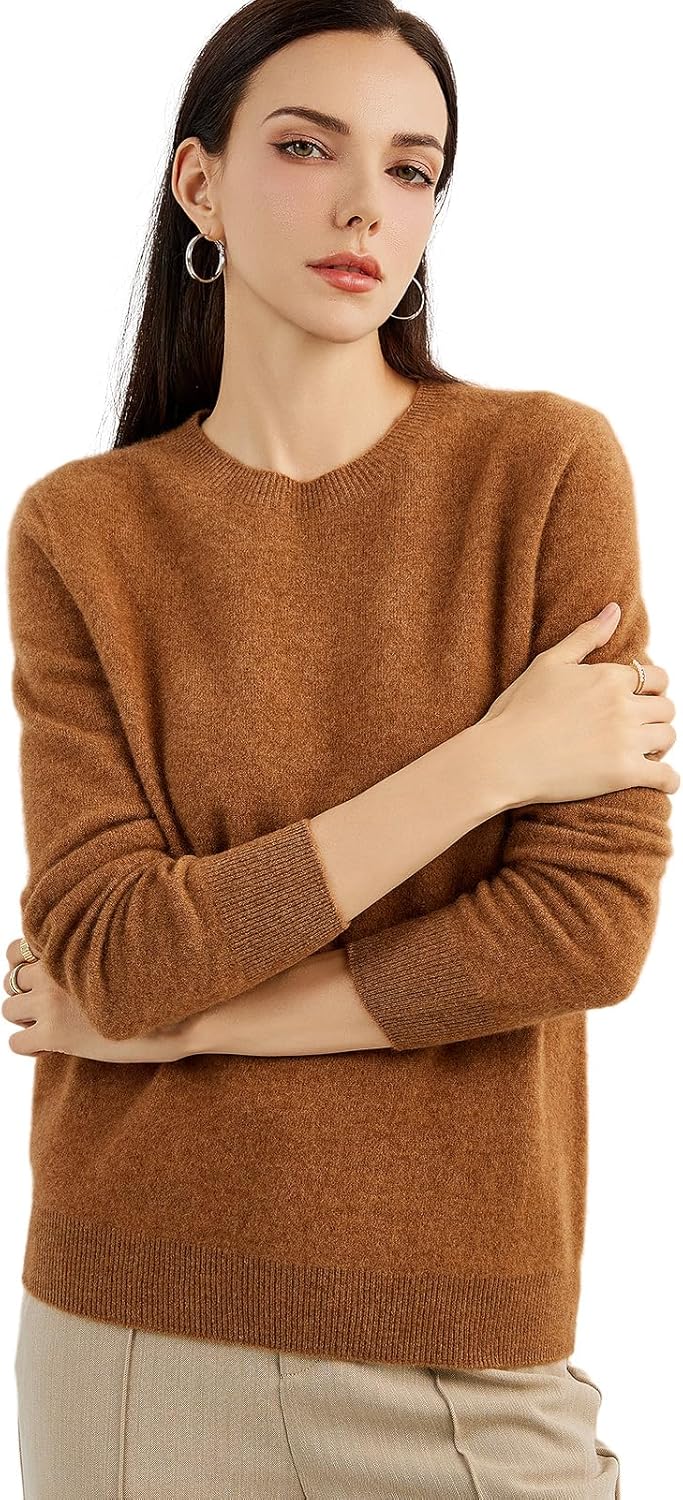 Women's luxe cashmere crew neck sweater