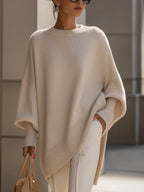 Women's Oversized Wool Blend Crew-Neck Pullover Sweater