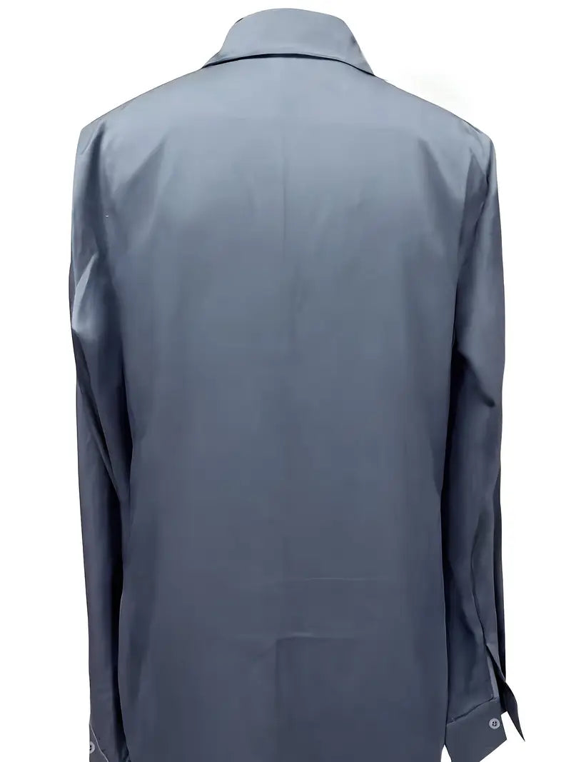 Draped neck long sleeve blouse
