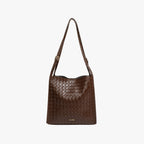 Vegan leather shoulder tote bag in brown (woven)