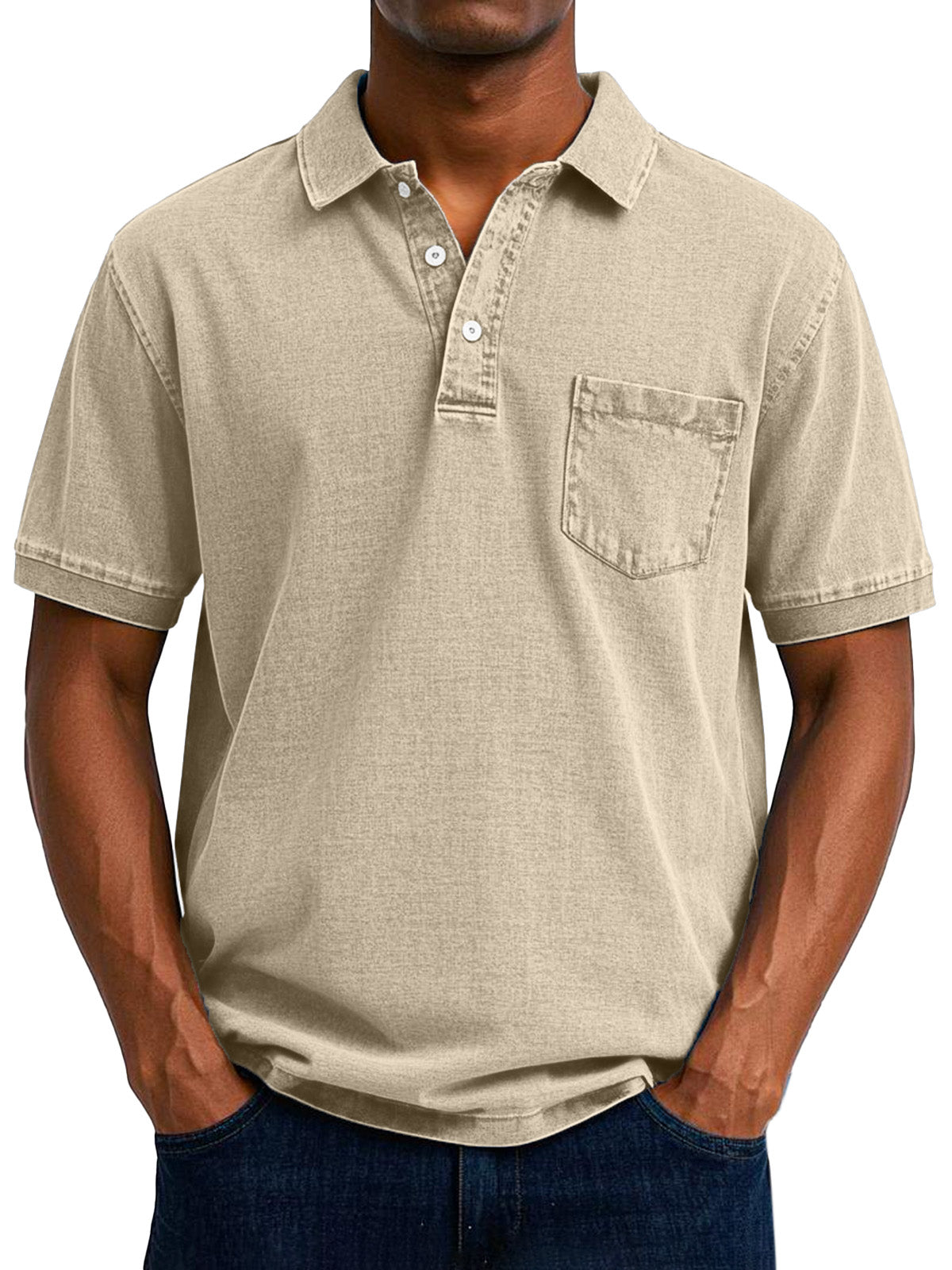Relaxed Fit Vintage Wash Polo Shirt Men
