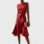 Women's Midi Dress with Draped Front