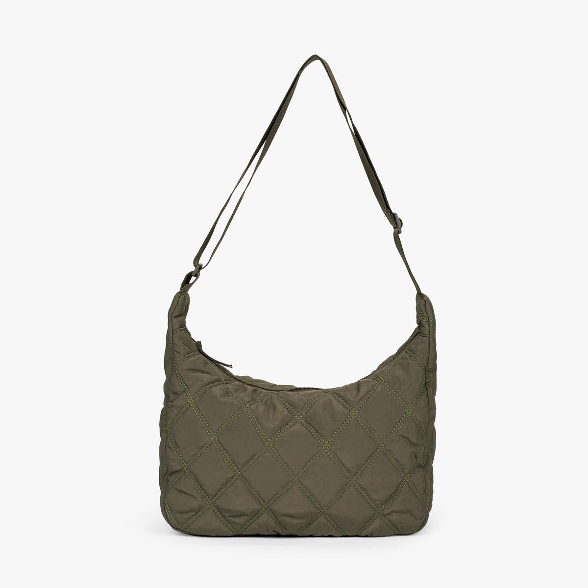 Women's chic quilted puffer shoulder bag in army green