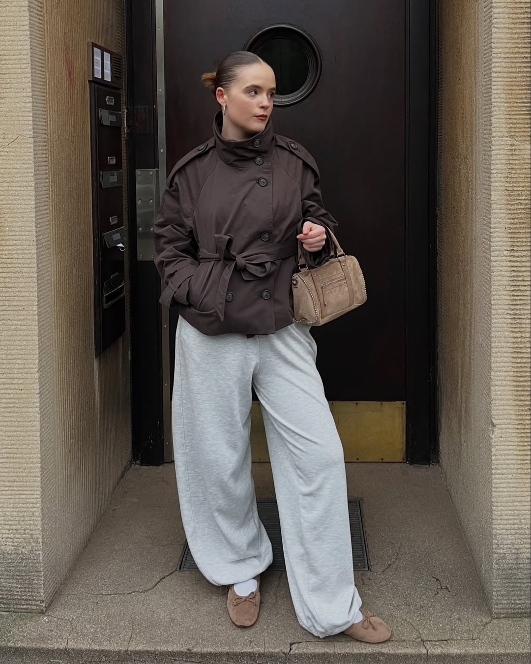 Cropped boxy trench coat