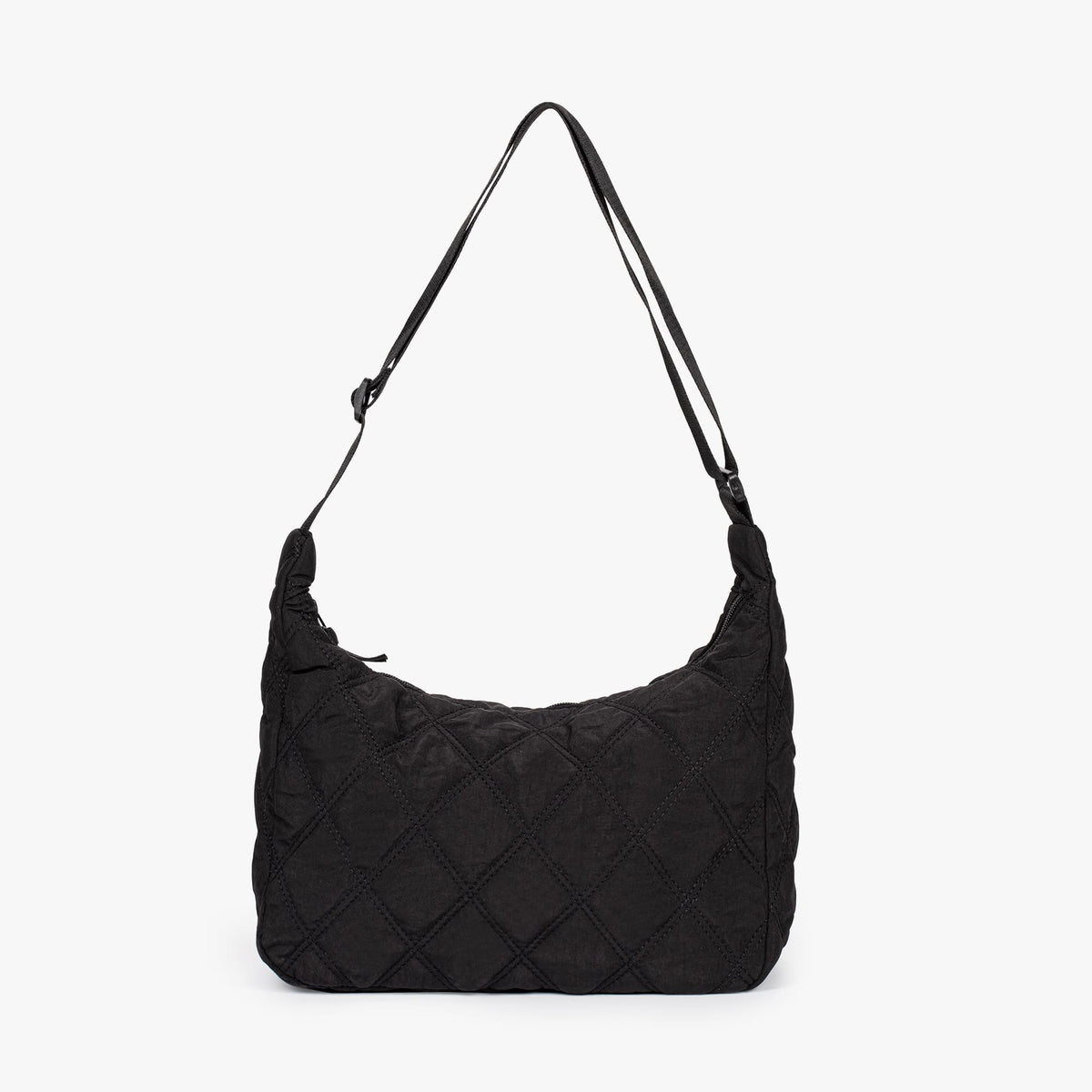 Women's chic quilted puffer shoulder bag in black