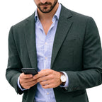 Men's knit blazer with notch lapel in green