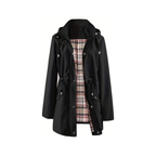 Women's waterproof hooded trench coat in black