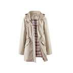 Women's waterproof hooded trench coat in beige