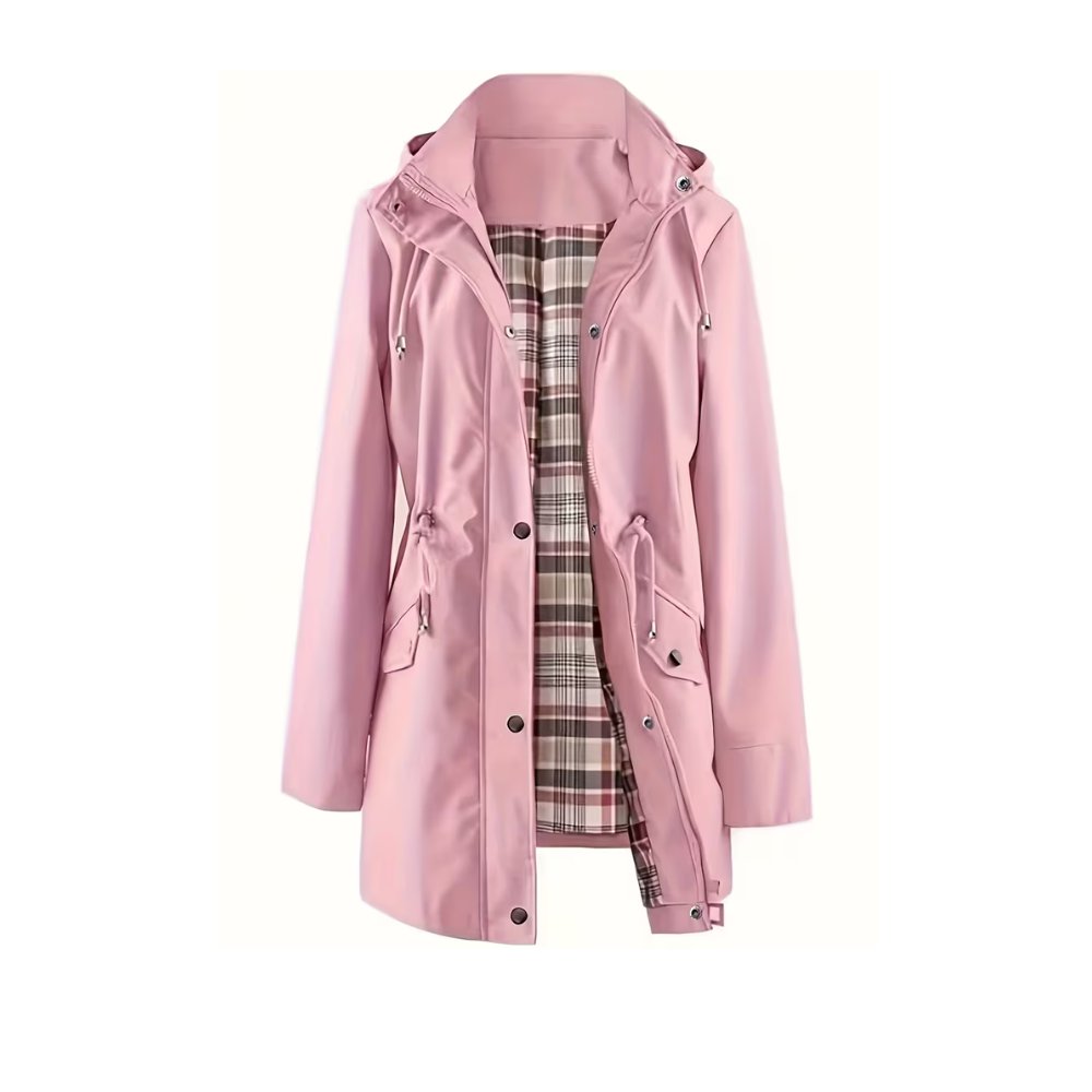 Women's waterproof hooded trench coat in pink