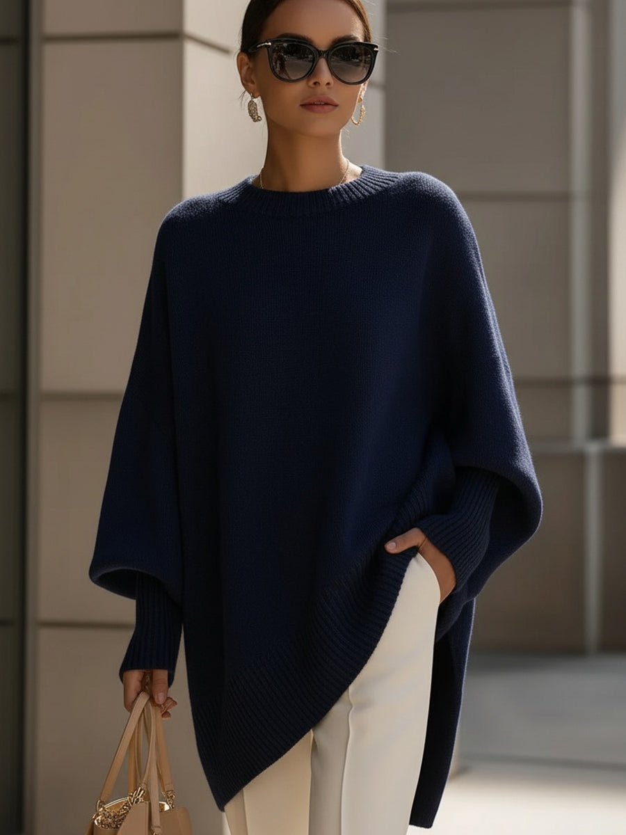 Women's Oversized Wool Blend Crew-Neck Pullover Sweater