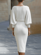 Ribbed Draped Midi Dress
