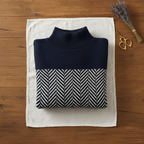 Zigzag pattern knit turtleneck sweater