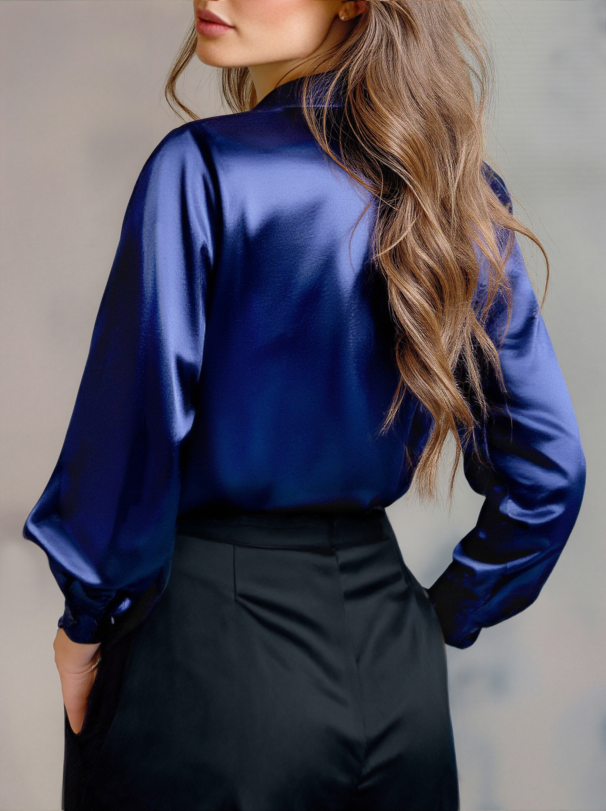 Long Sleeve Satin Blouse