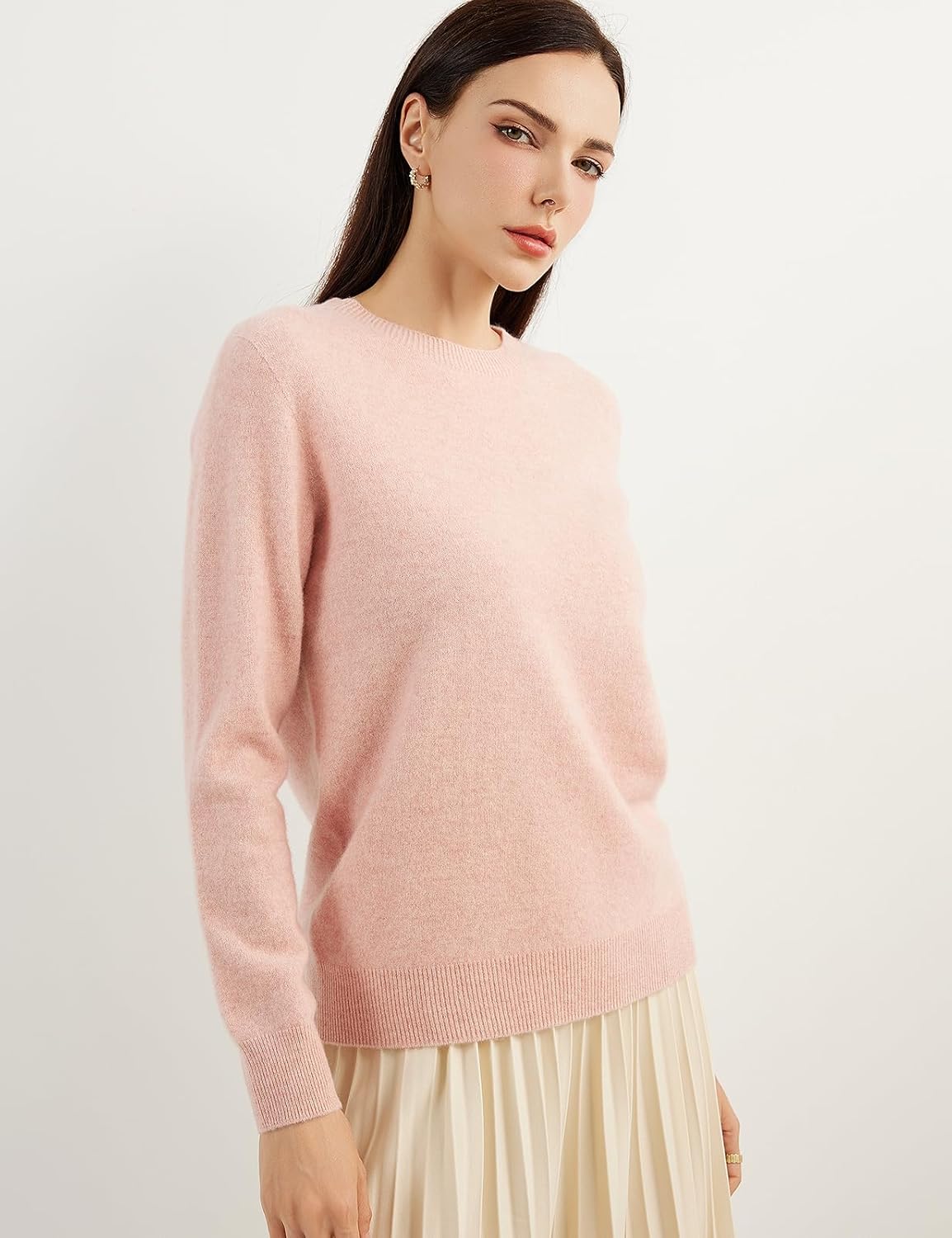 Women's luxe cashmere crew neck sweater