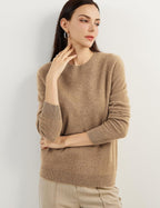 Women's luxe cashmere crew neck sweater