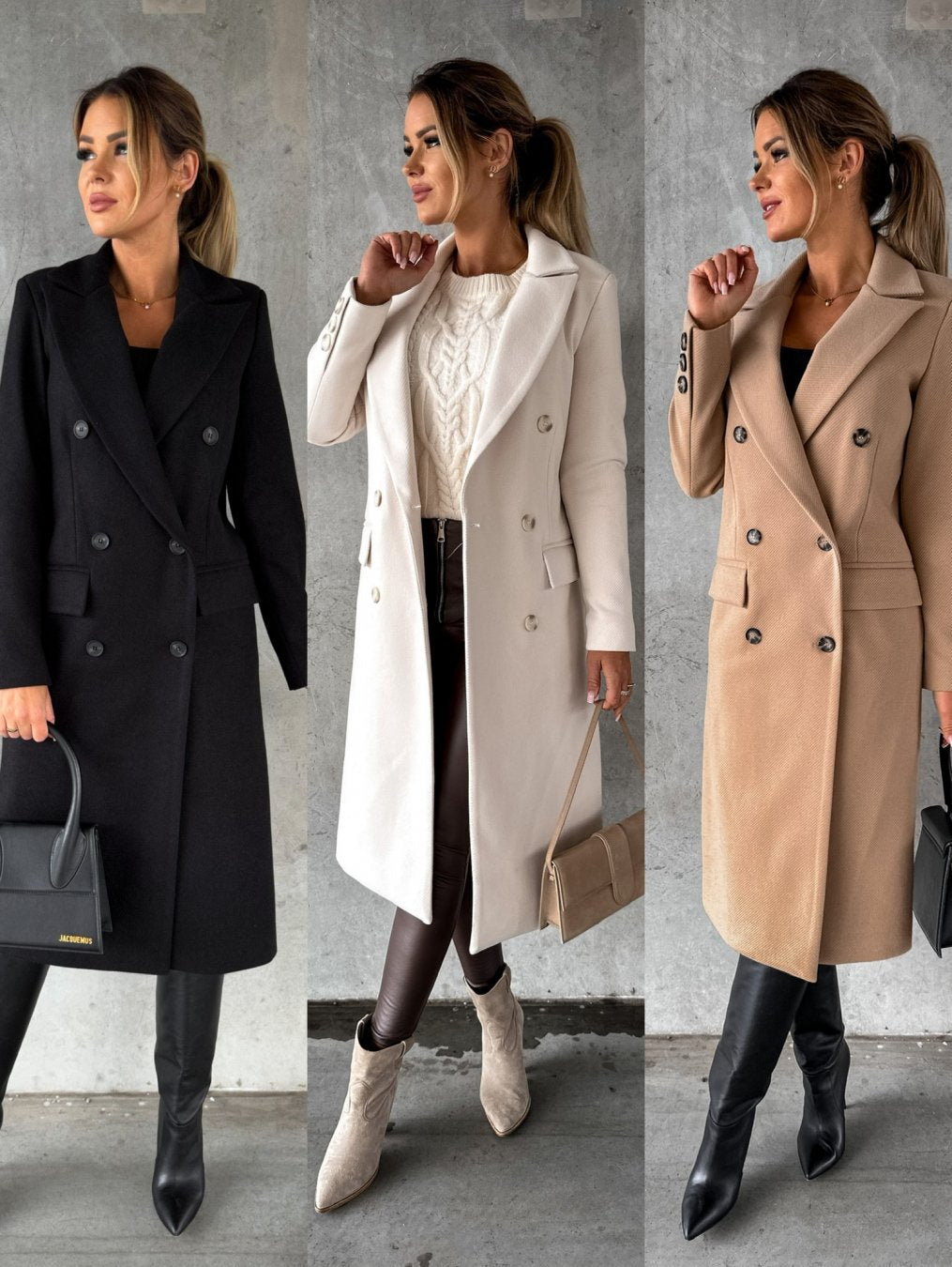 Women's Double-Breasted Cashmere Blend Longline Coat