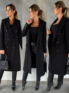 Women's Double-Breasted Cashmere Blend Longline Coat