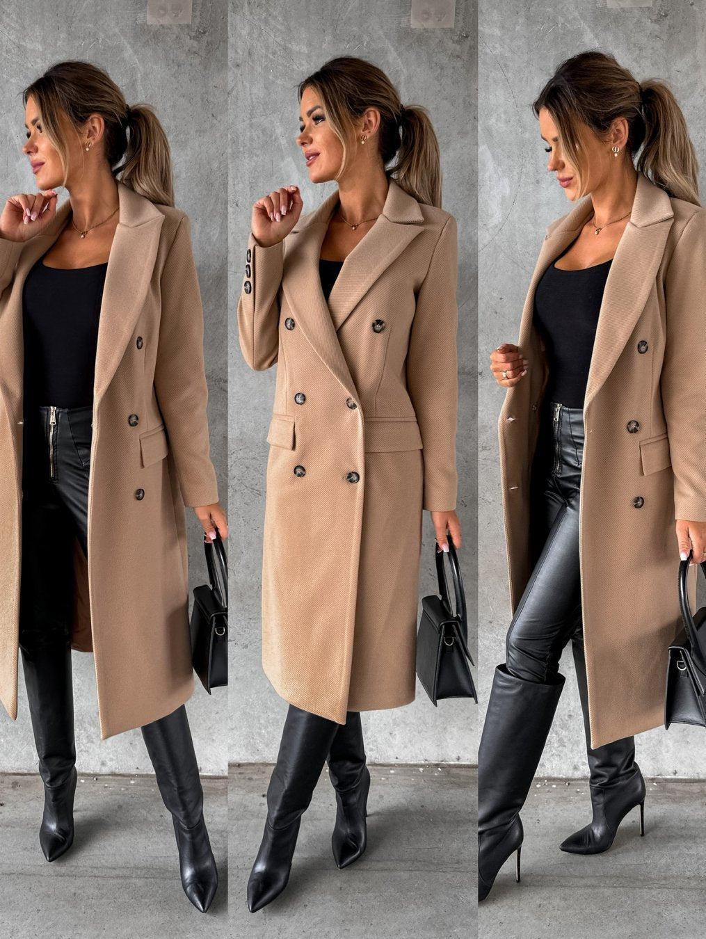 Women's Double-Breasted Cashmere Blend Longline Coat