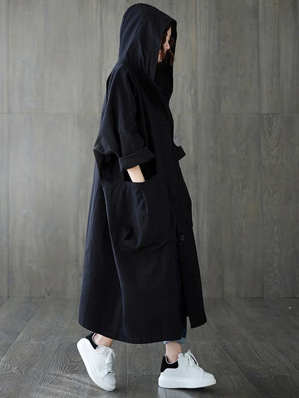 Women's long hooded trench coat