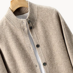 Cashmere cardigan sweater with ribbed cuffs