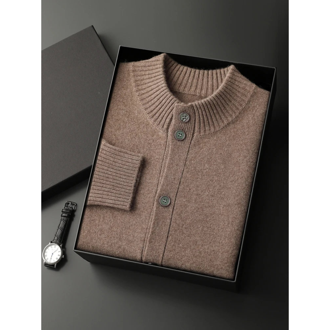 Cashmere cardigan sweater with ribbed cuffs