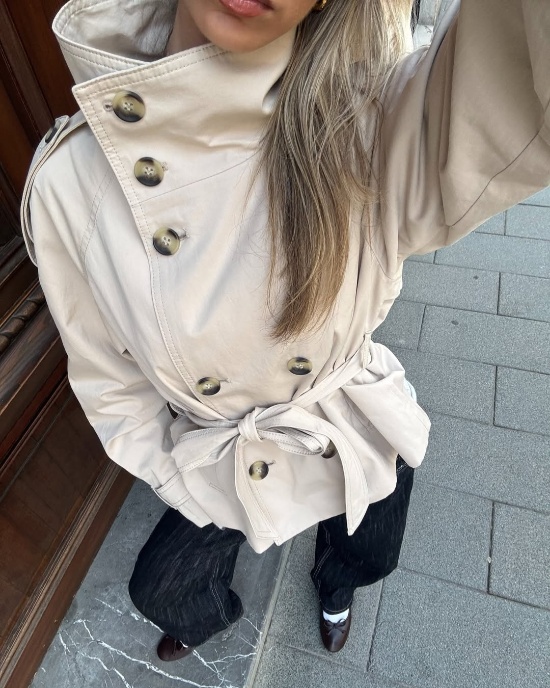 Cropped boxy trench coat