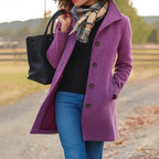 Classic Long Coat with Button Placket