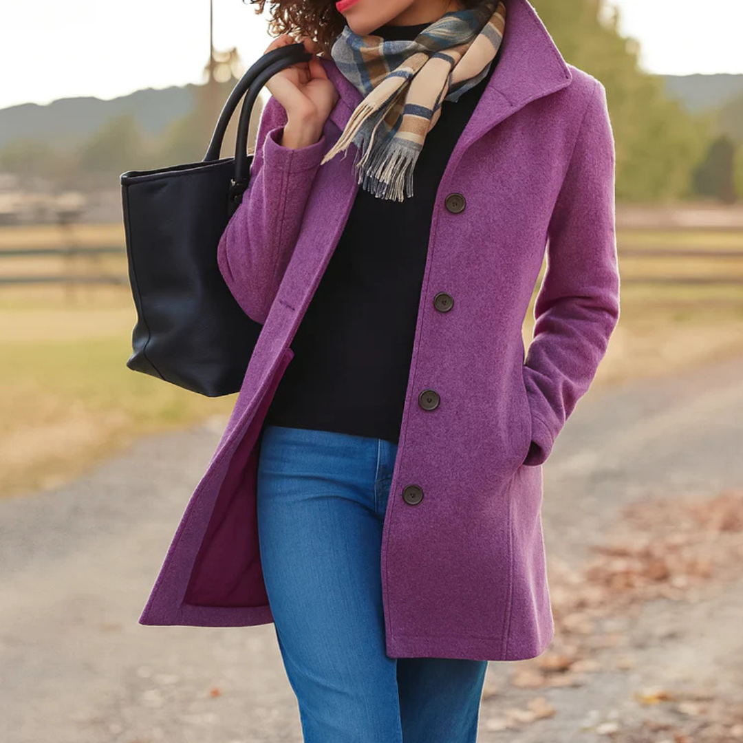 Classic Long Coat with Button Placket