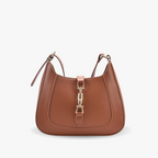 Vegan leather baguette shoulder bag in brown