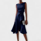 Women's Midi Dress with Draped Front