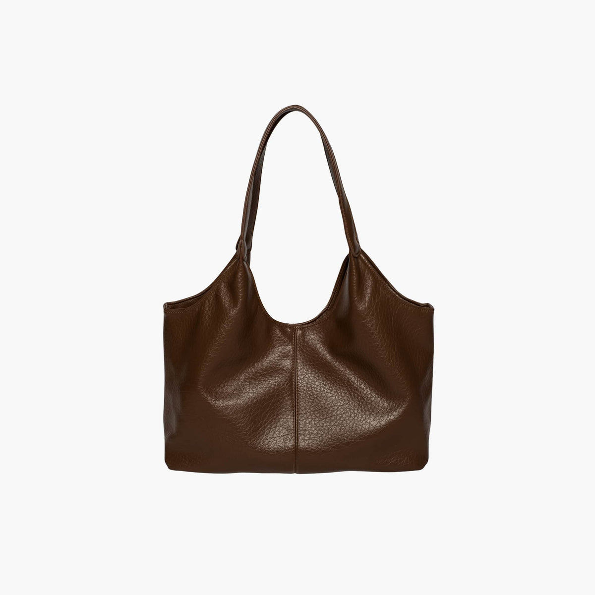 Women's chic vegan leather hobo tote bag in chocolate
