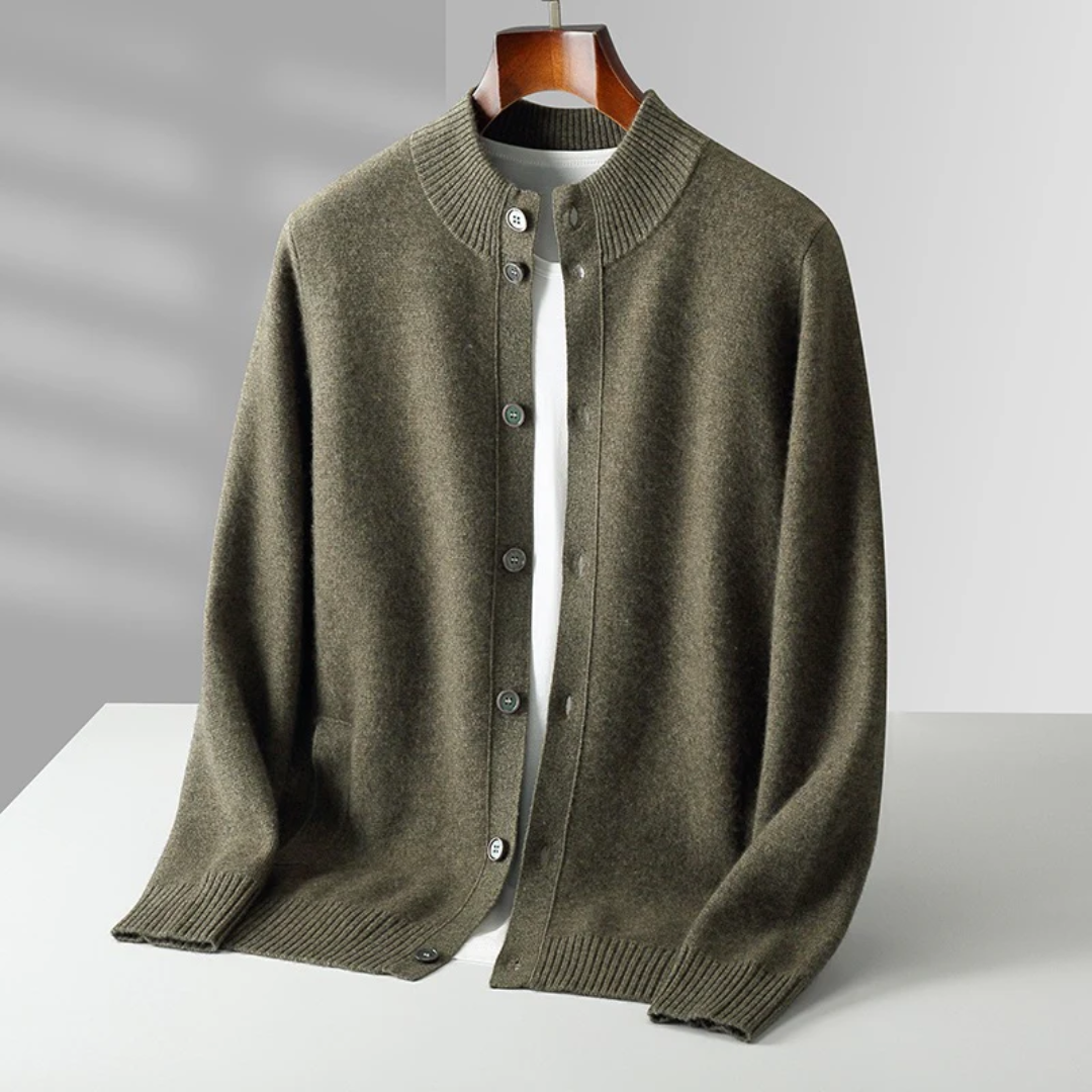 Cashmere cardigan sweater with ribbed cuffs