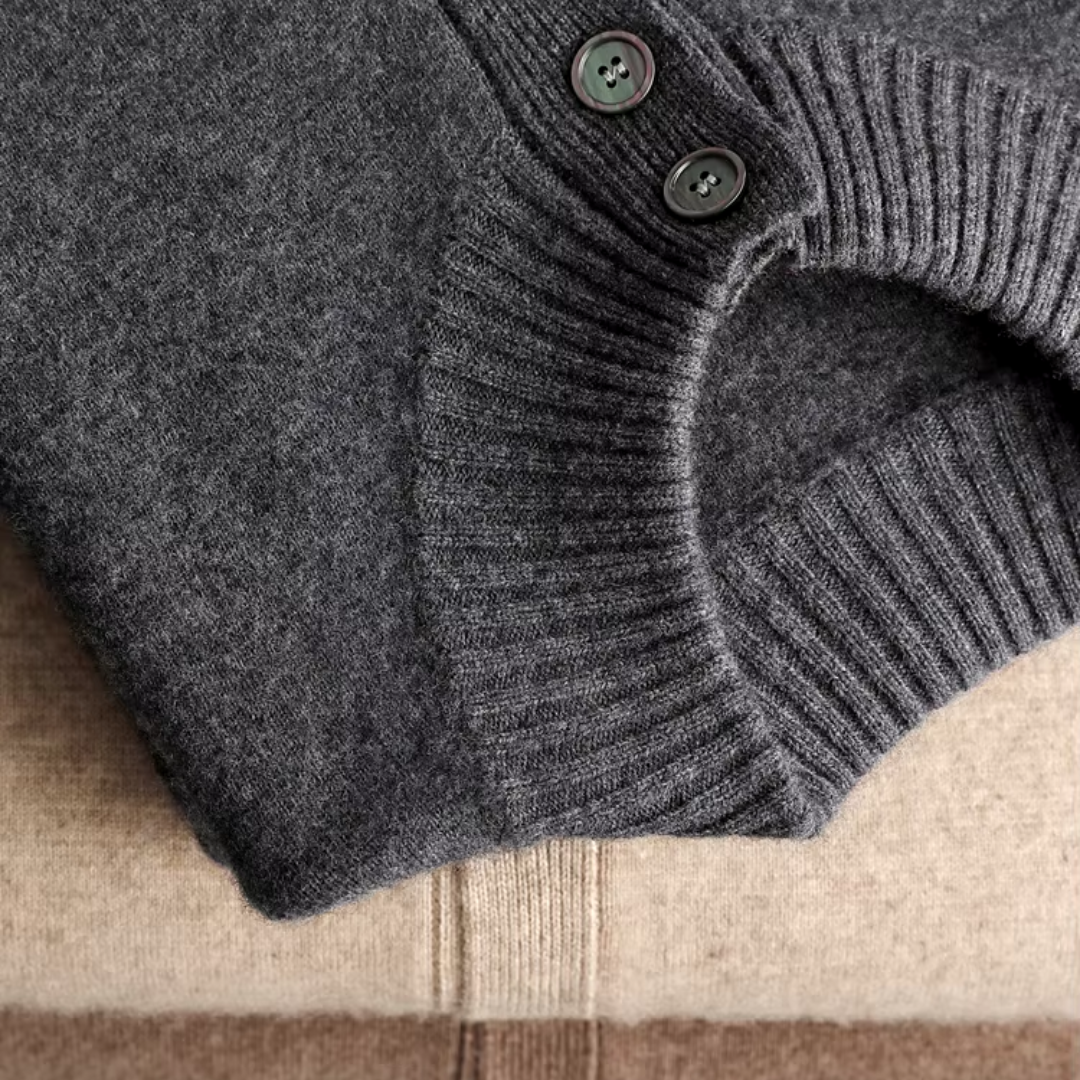 Cashmere cardigan sweater with ribbed cuffs