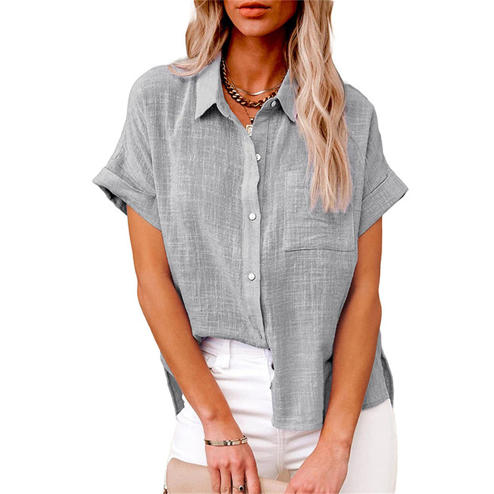 Women's Cotton Linen Short Sleeve Shirt