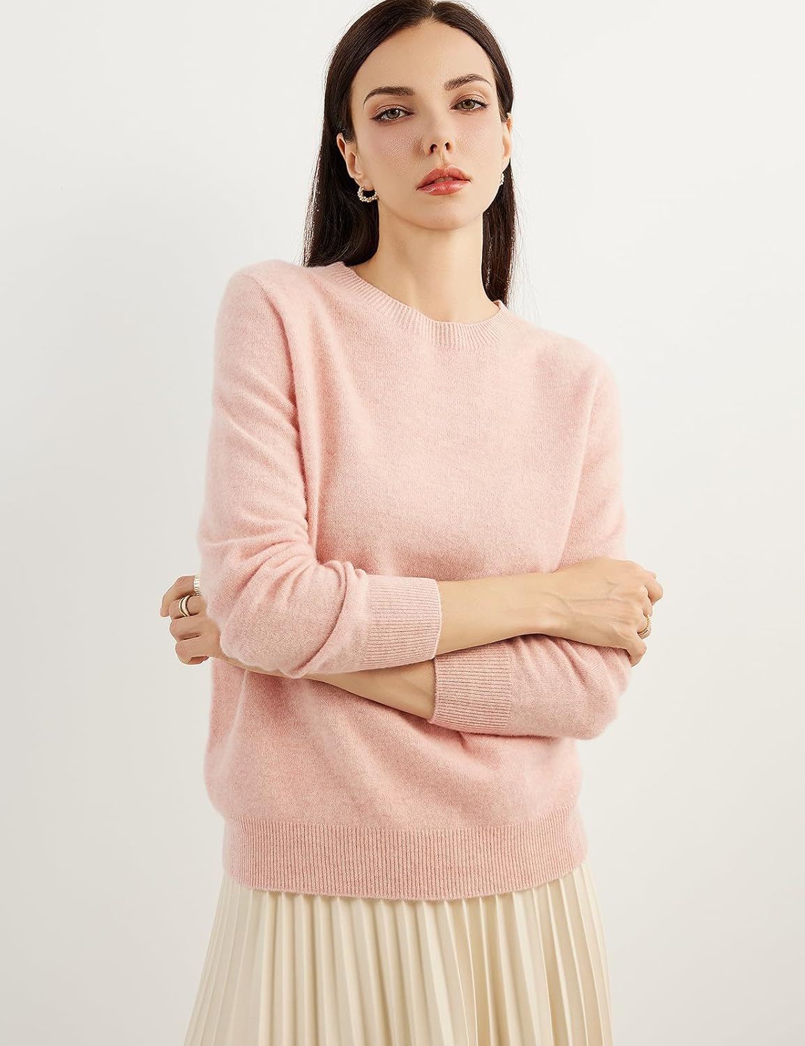 Women's luxe cashmere crew neck sweater