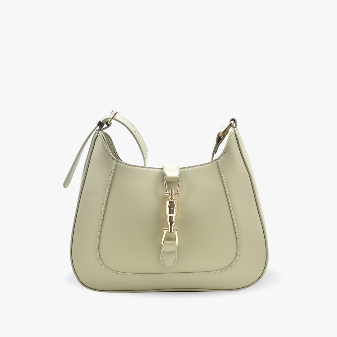 Vegan leather baguette shoulder bag in olive