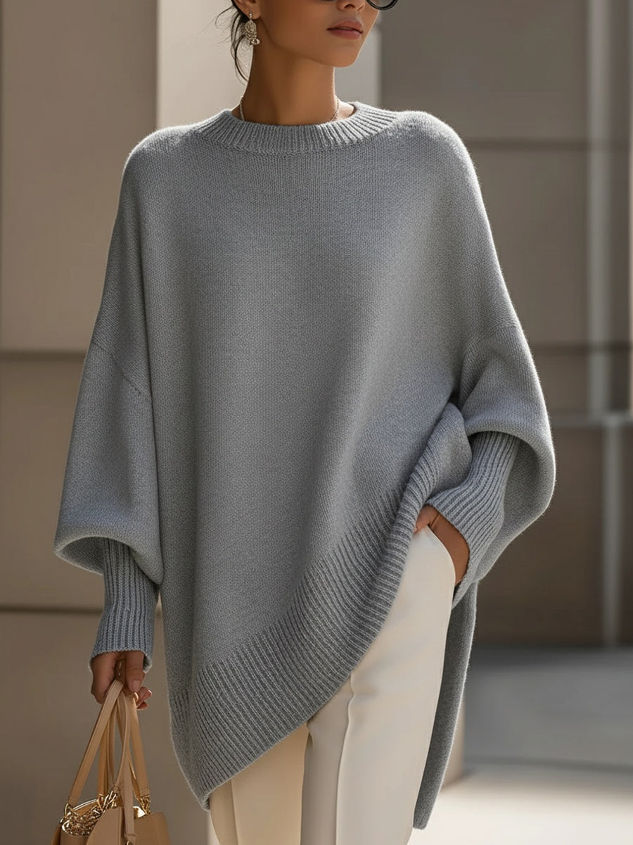 Women's Oversized Wool Blend Crew-Neck Pullover Sweater
