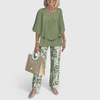 Women's Elegant Two-Piece Set Top and Trousers