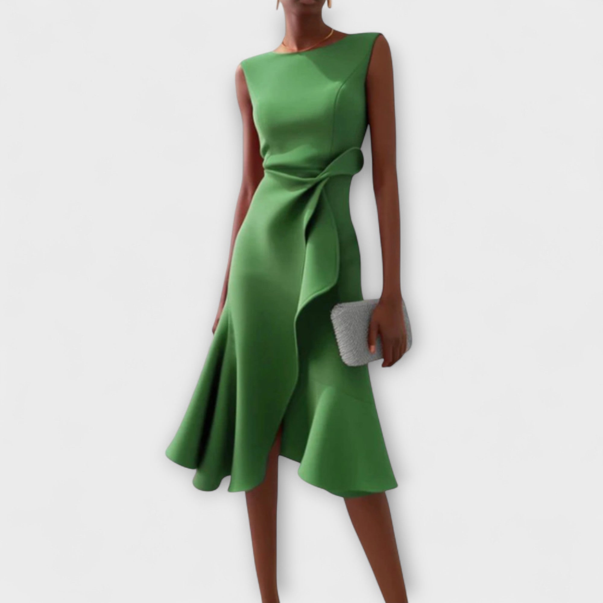 Women's Midi Dress with Draped Front