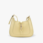 Vegan leather baguette shoulder bag in yellow