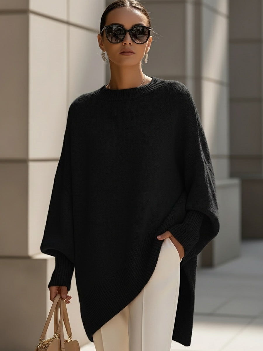 Women's Oversized Wool Blend Crew-Neck Pullover Sweater