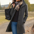 Classic Long Coat with Button Placket