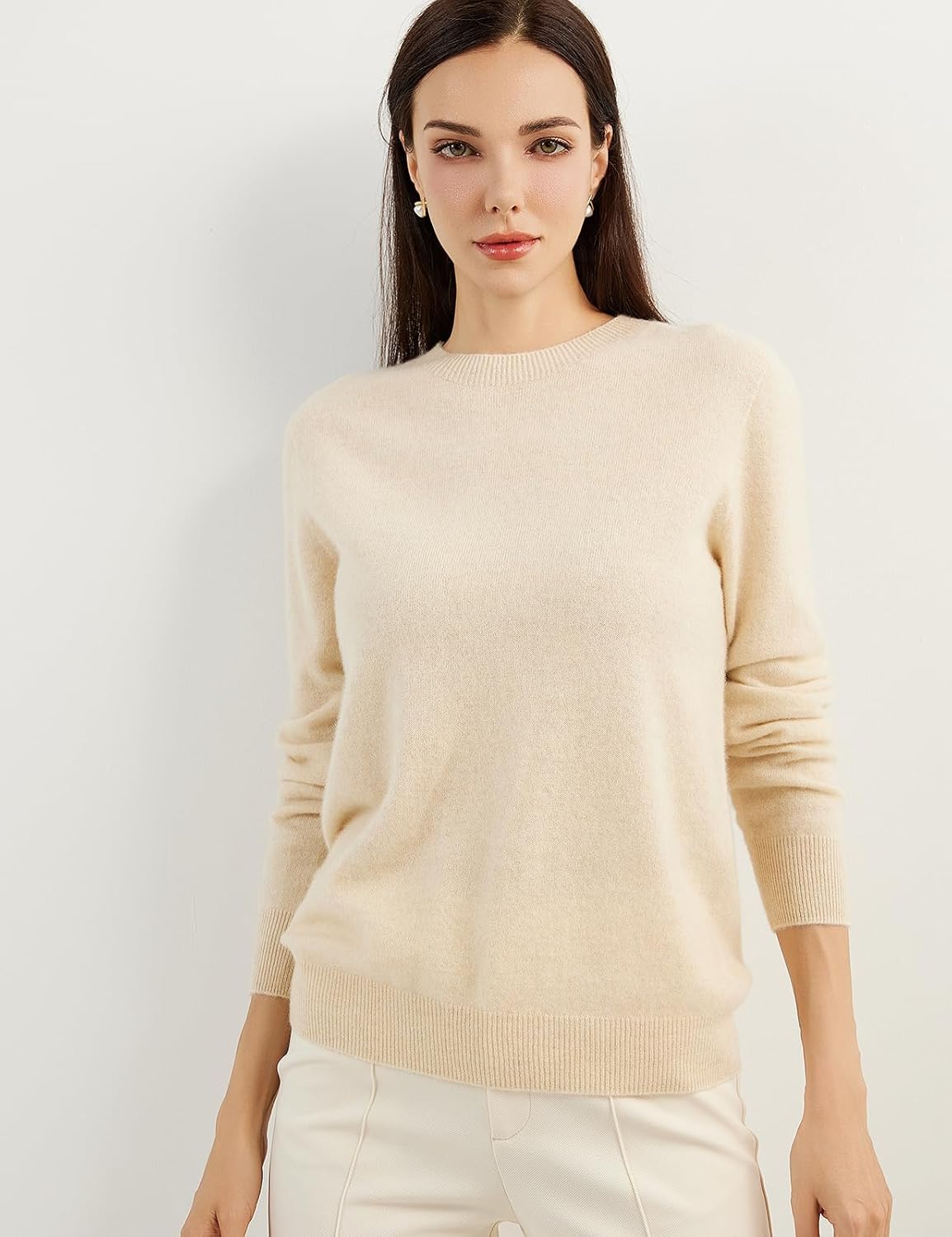 Women's luxe cashmere crew neck sweater