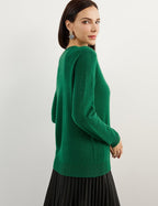 Women's luxe cashmere crew neck sweater