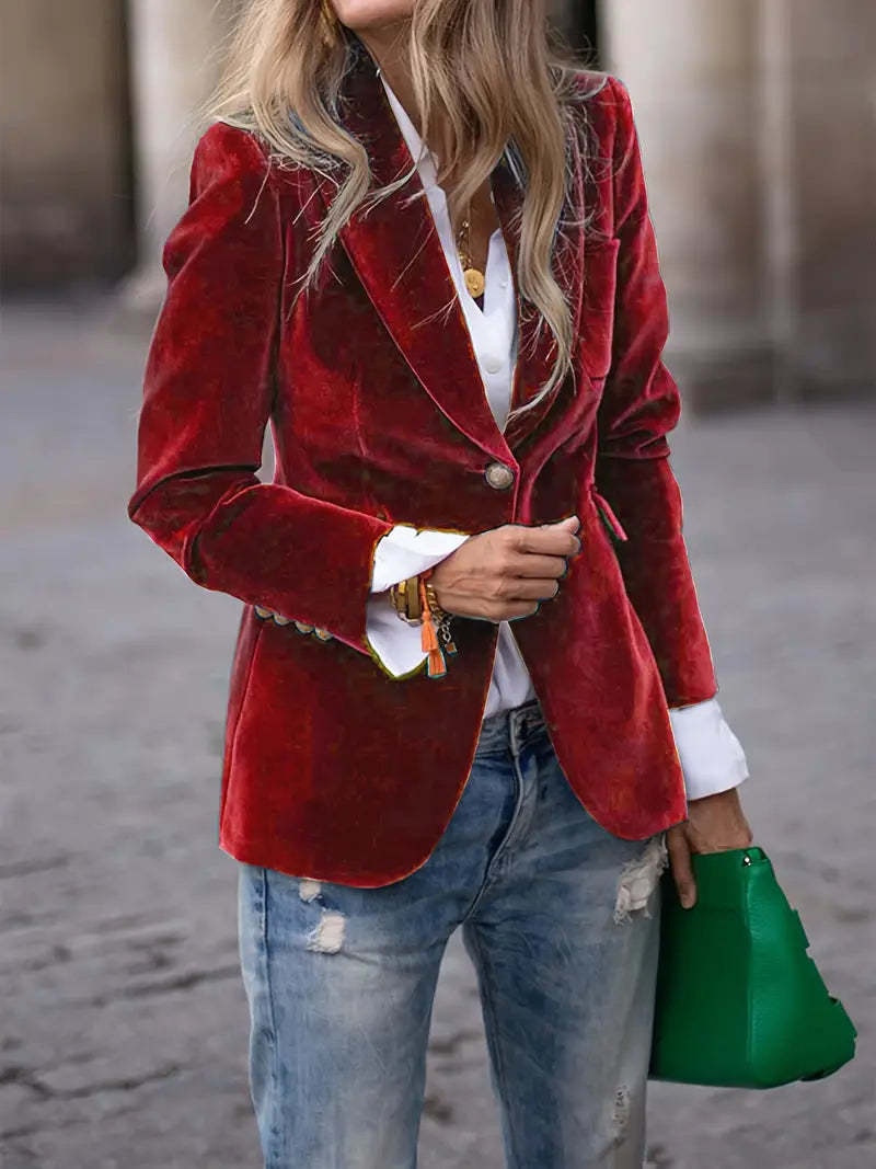 Women's Fitted Velvet Blazer